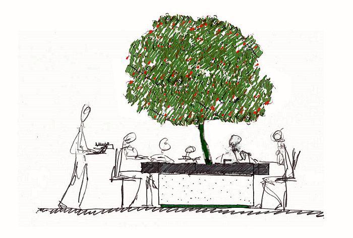  Aran Cucine cocina bajo las ramas de un árbol mesa/cocina Stefano Boeri Architetti