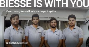 Biesse, Biesse Service, clentes de Biesse en Kerala, inundaciones en Kerala, máquinas de procesamiento de madera y mueble