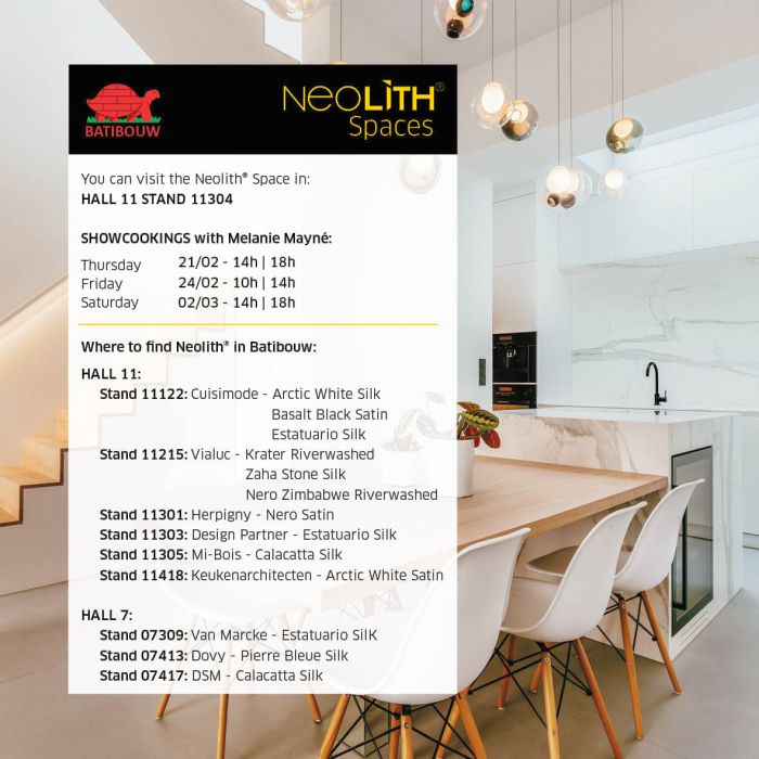 Neolith, piedra sinterizada, acero, cocinas, cuarcita, encimeras de cocina, granito, hormigón, KBIS, Kbis Las Vegas, Neolith, Neolith en Kbis, piedra sinterizada, superficies de cocina, Kbis, Batibow