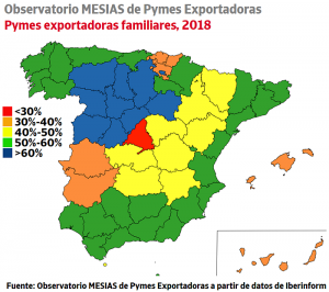 Ránking de la capacidad exportadora de las empresas familiares por comunidades autónomas 2019