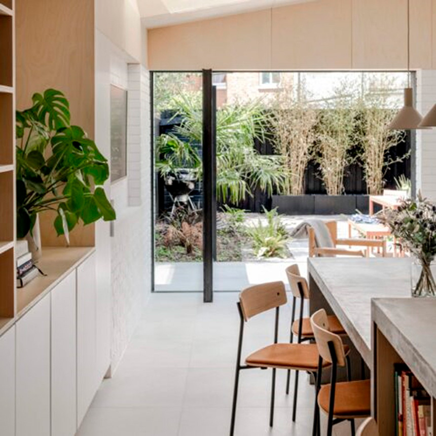 Concepto de cocina abierta de Forgeworks para "A House of Birch".