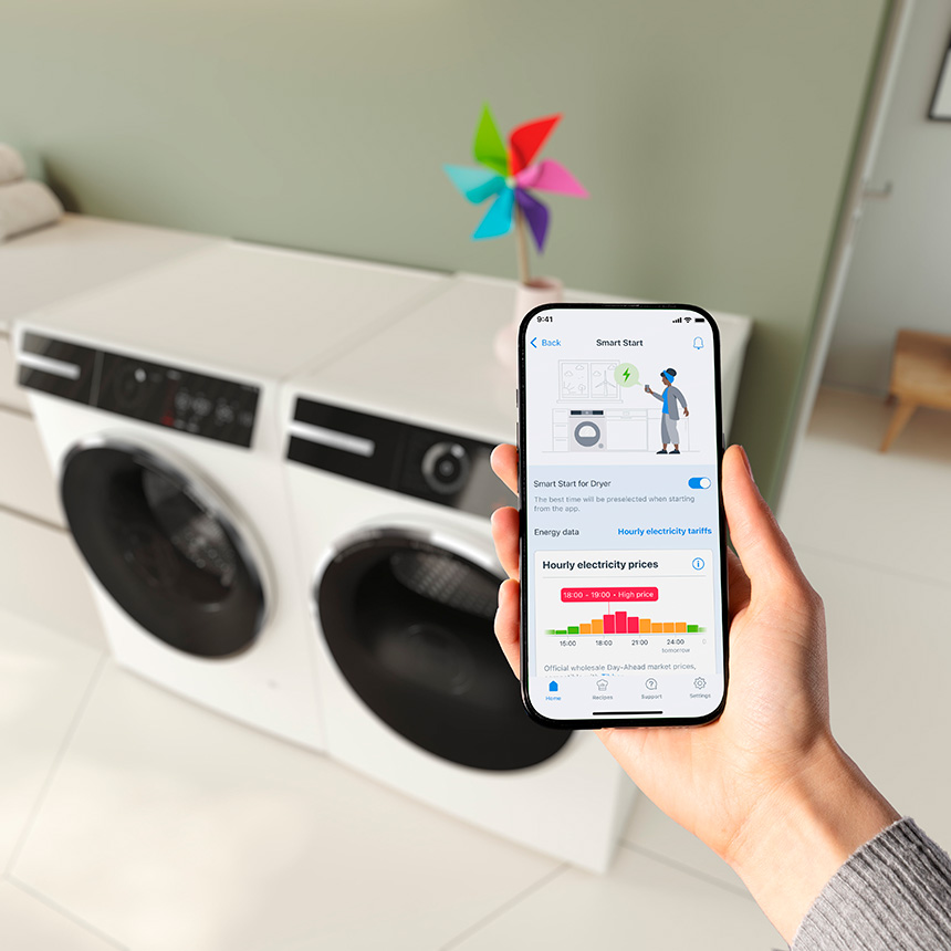 Función SmartStart de Bosch para lavadora y lavavajillas.