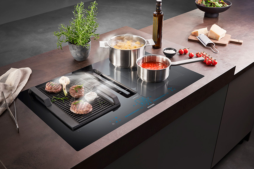 Placa con extractor integrado Matt Edition de Siemens.