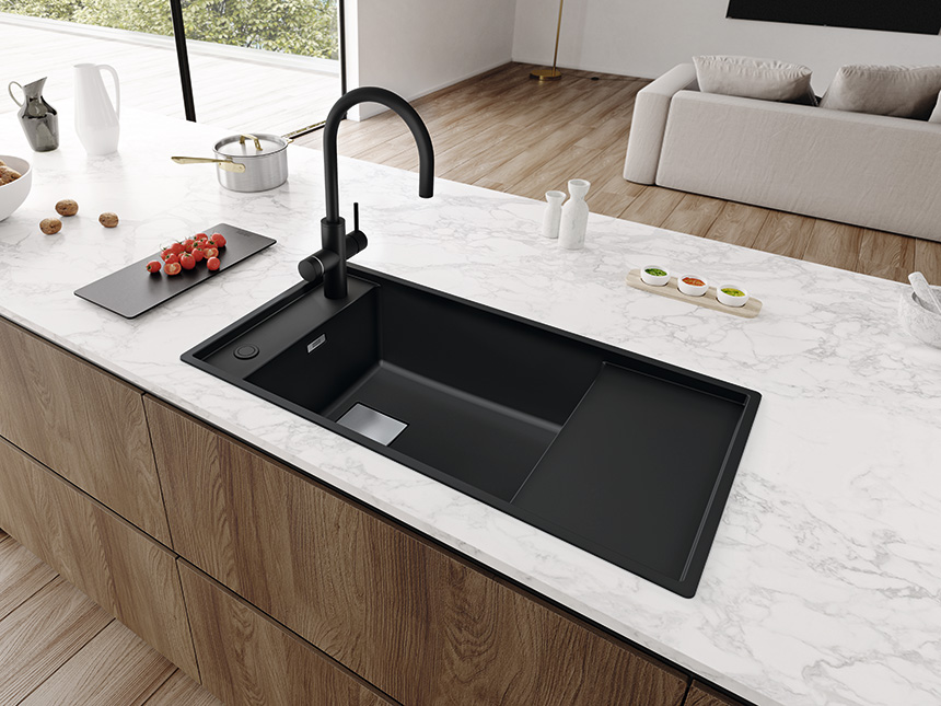 Mythos Water Hub de Franke en acabado Negro Mate.