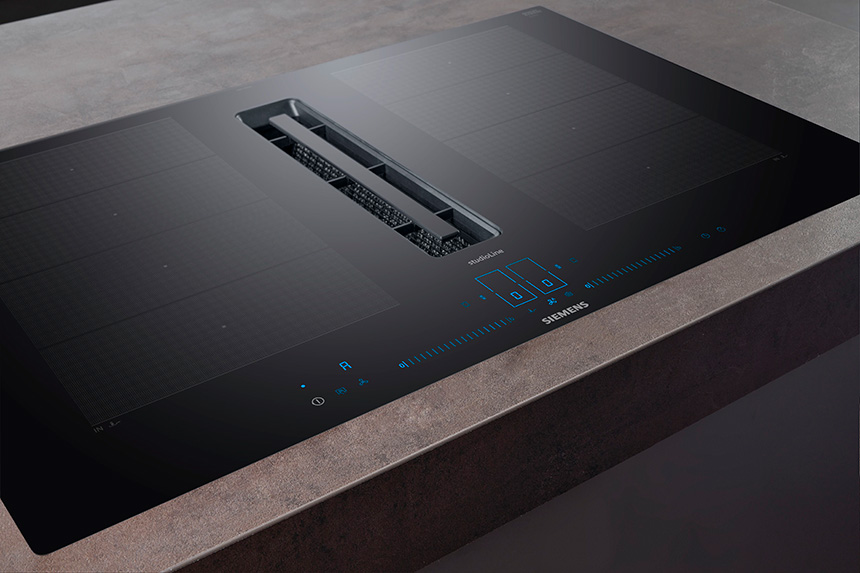 Placa con extractor integrado Matt Edition de Siemens.