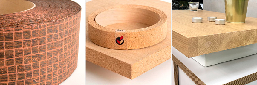 Canto Mosaico Wengué, Canto Corcho Auténtico y Canto Testa Madera.