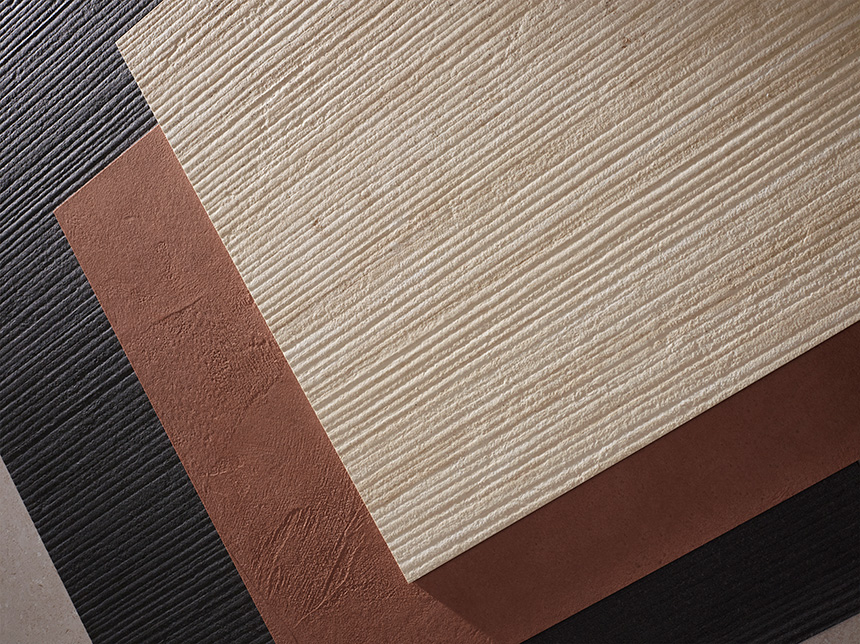 Las nuevas texturas Rigato y Cava aplicadas en los nuevos modelos de Neolith Architectural.