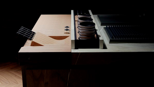 cocina exterior SCIC Canossa Outdoor latón y madera