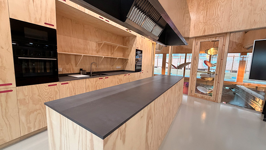 Encimera modelo Cement Grey con sistema de inducción invisible integrado Cooking Surface