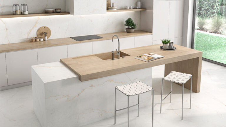 Superficie de gran formato Arklam sostenible, segura y de diseño responsable