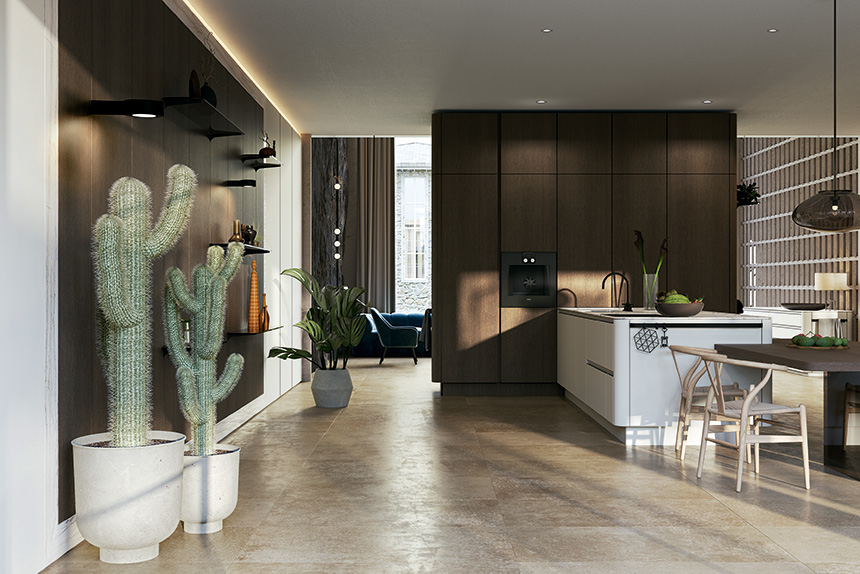 Perfil de agarre integrado en cocina SieMatic SG6 sin tiradores