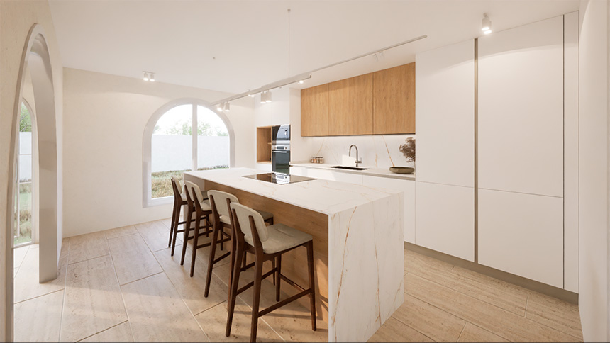 Superficie porcelánica Ceratop by Cupa Stone en cocina contemporánea