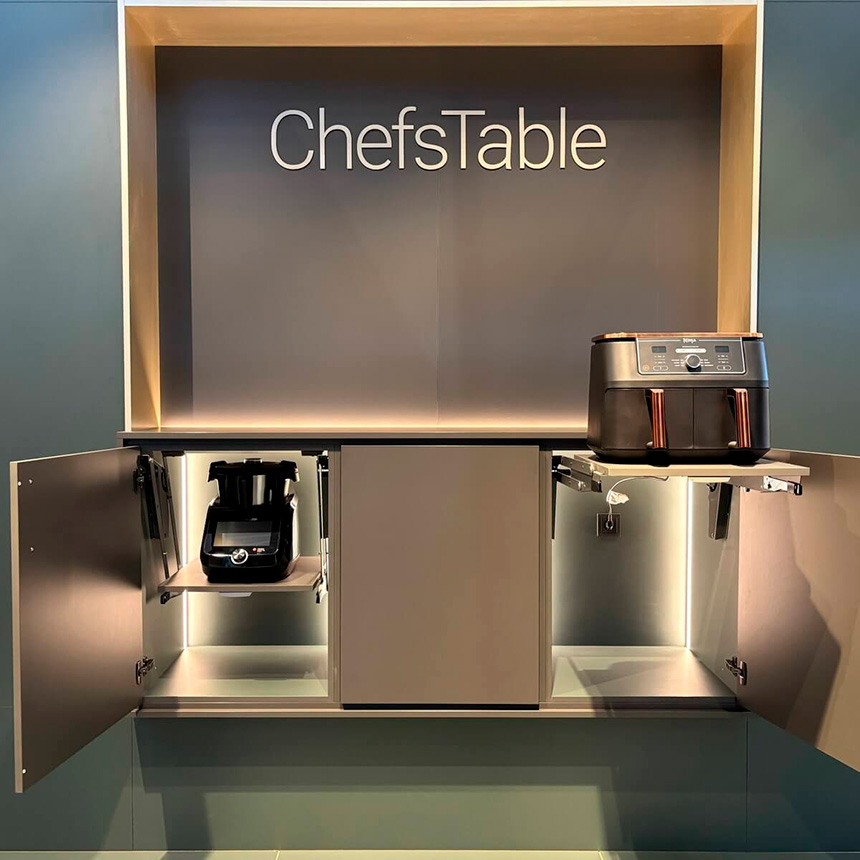 mueble bajo cocina con sistema giratorio