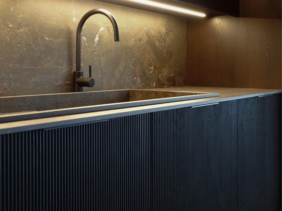 detalle de palillería en muebles de cocina contemporánea