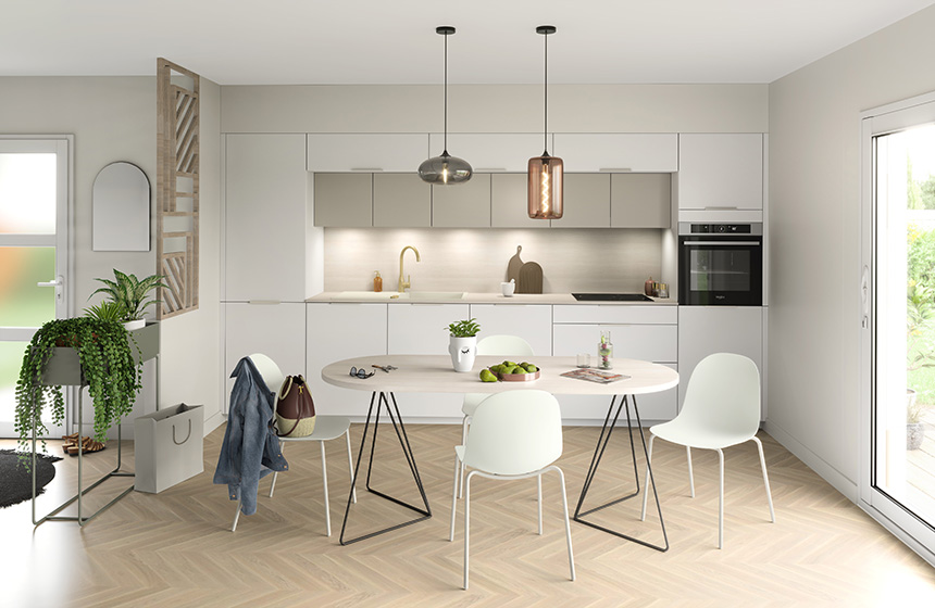 Cocina acogedora con comedor integrado Latte