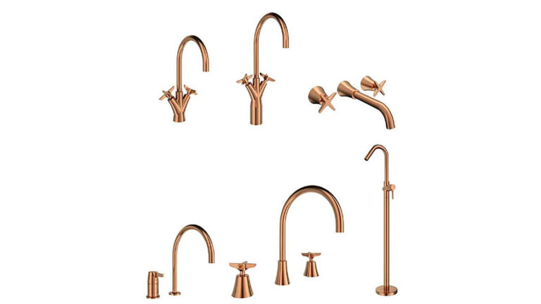 grifería cocina cobre cepillado elegante