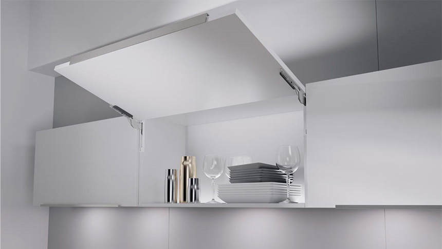 FREEslim flap de Kesseböhmer: herraje abatible ultrafino de 8 mm para muebles altos