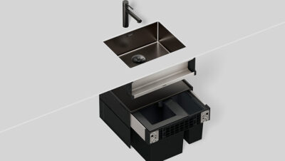 Organización interior del mueble de cocina con sistema de reciclaje integrado