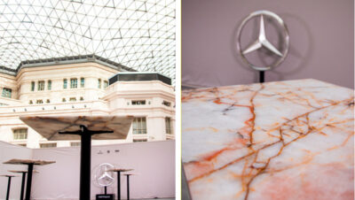 Aplicación de piedra natural en diseño contemporáneo de moda y arquitectura