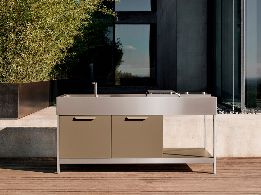 Módulo Way de cocina outdoor con encimera de acero