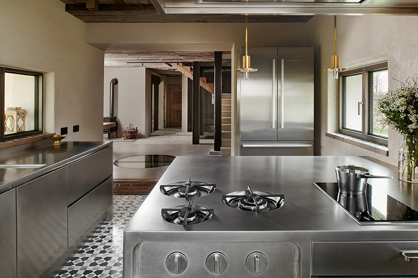 Península de cocina Ego de Abimis en espacio abierto