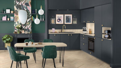 cocina moderna con tonos verdes