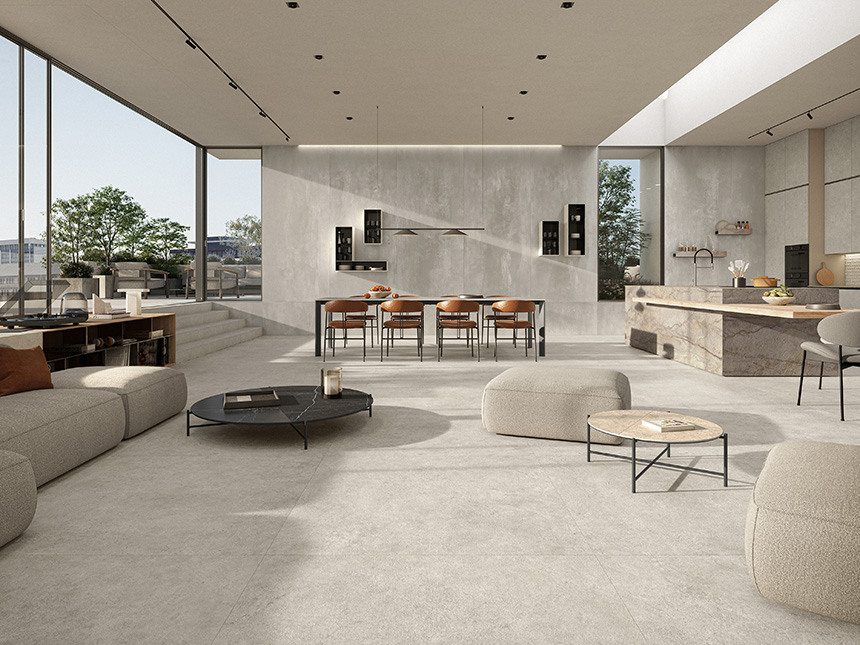 Cocina con superficies cerámicas sin juntas Atlas Concorde