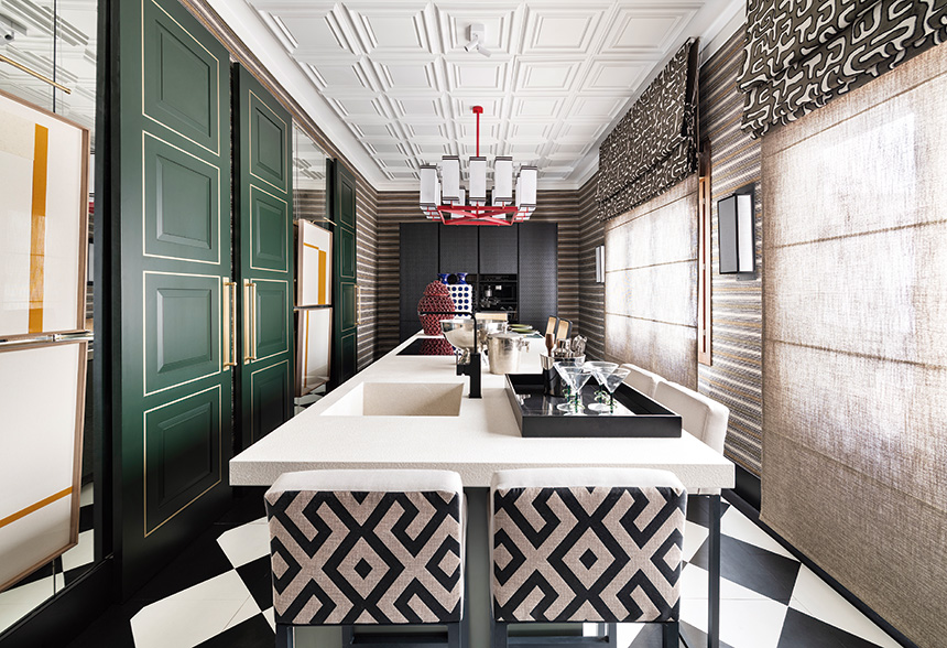 cocina Birdcage Edelmann Kitchen luz verde cúpula cristal