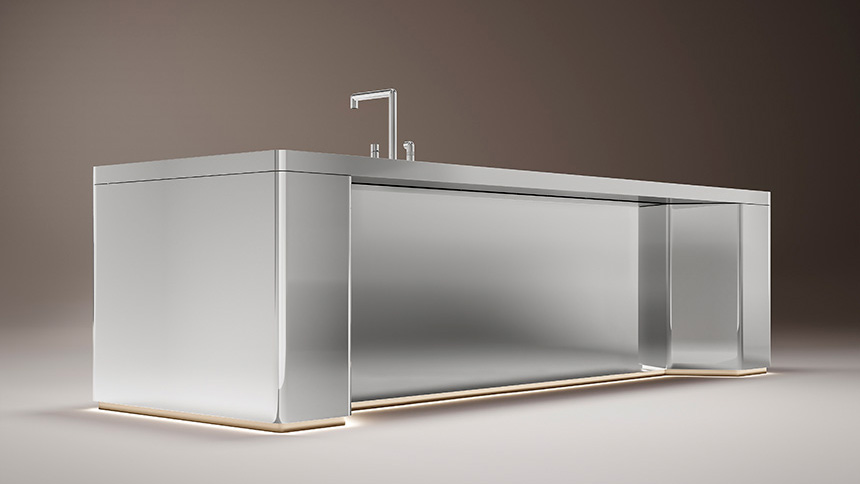 CEA presenta Atoll en la Milan Design Week: una isla de cocina de acero pulido