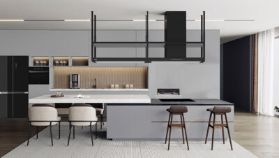 Campana de isla Pando I-894 Modular en cocina contemporánea