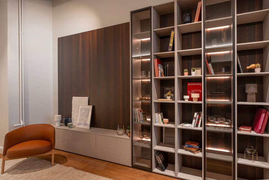 Mobiliario Living de Santos en el showroom eba Genève de Ginebra
