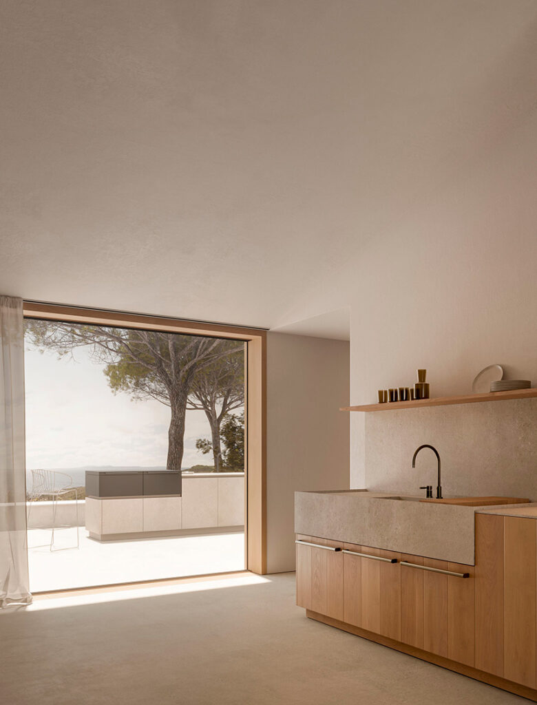 K7 Outdoor Kitchen de REKKER integrada en la terraza.
