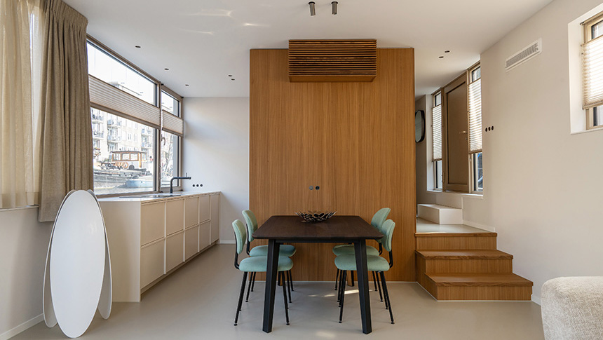 Diseño sobre el agua: una vivienda flotante en Ámsterdam con HIMACS