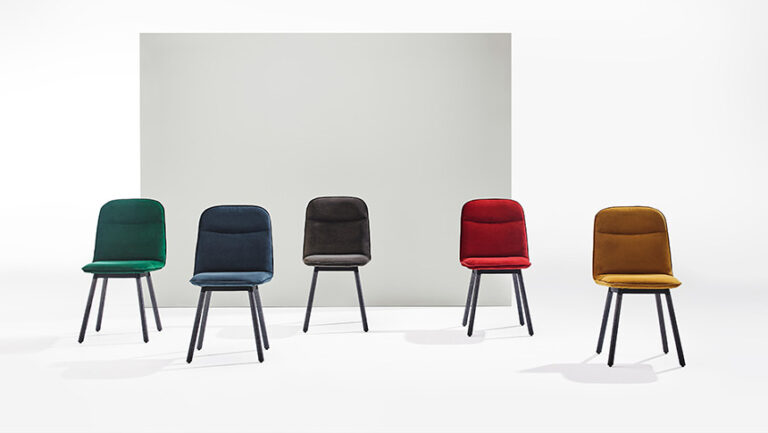 Colección Köln de Moblibérica con silla, taburete y mesa diseñados por Yonoh Studio