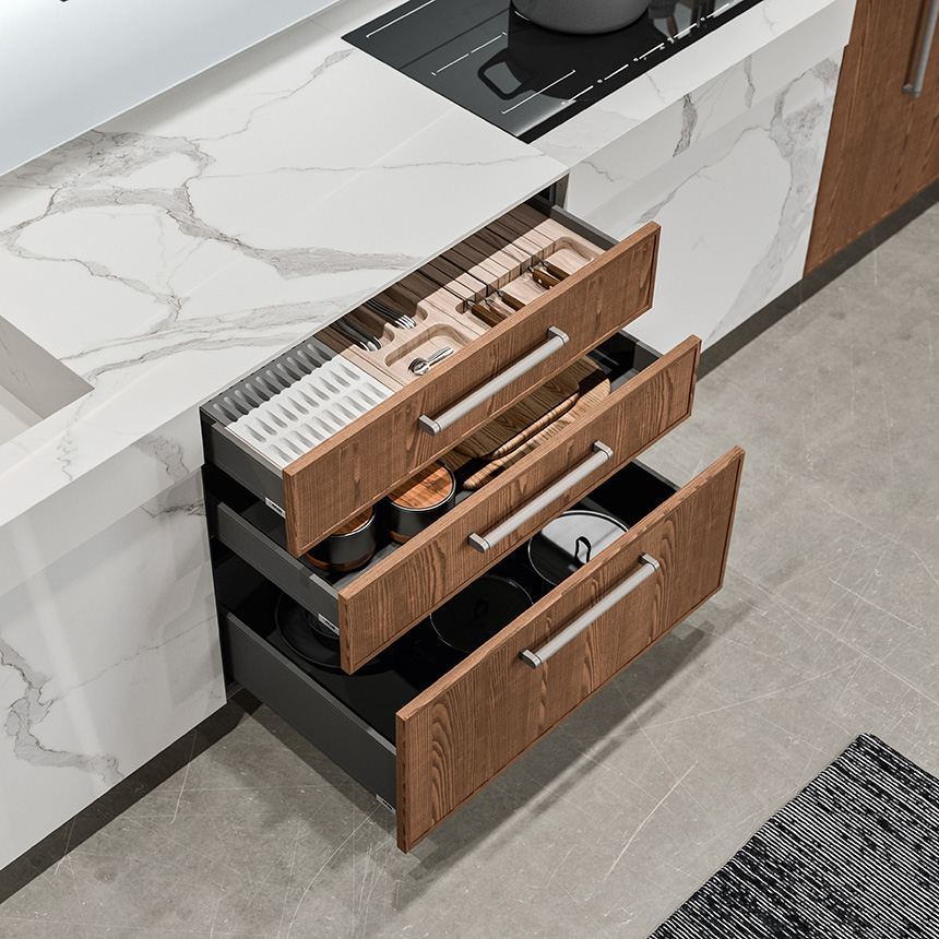 Cajón de cocina Guadalupe de ARAN Cucine con organizadores