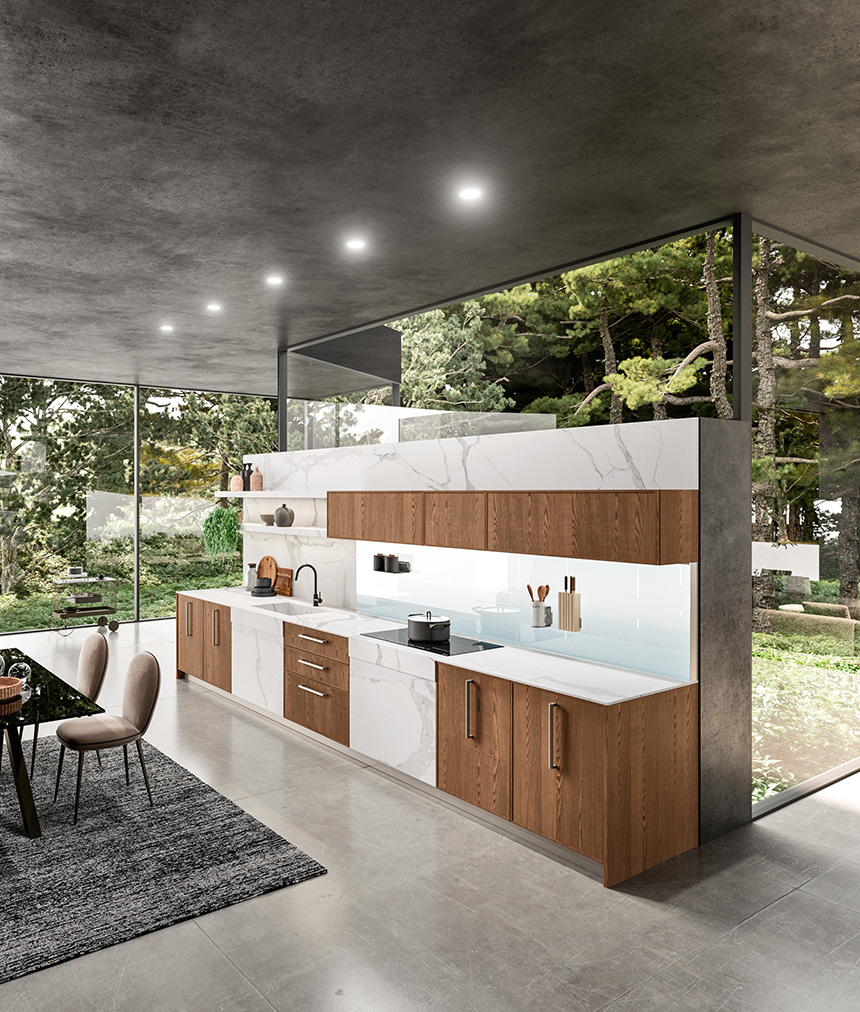 Cocina Guadalupe de ARAN Cucine en acabado Fresno Manhattan