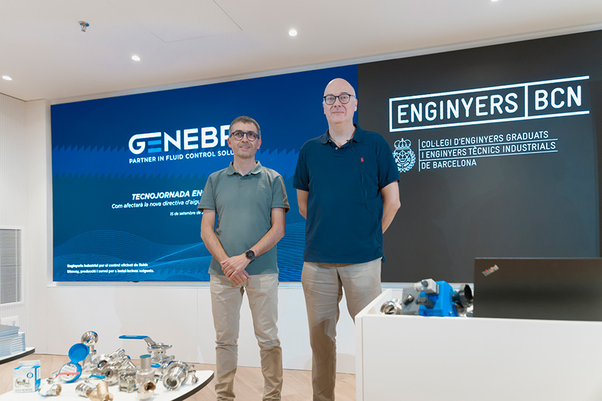 Xavier Cazorla y Xavier Tutusaus durante la jornada técnica de Genebre sobre agua potable