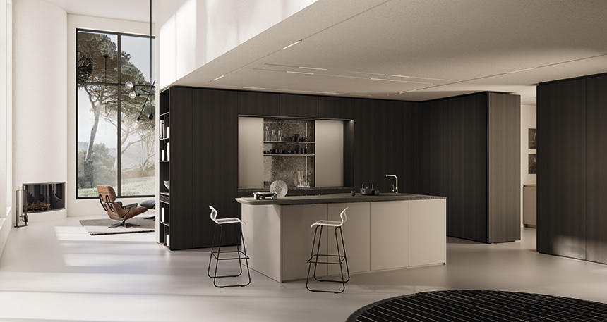 ONE de Ernestomeda, diseño de cocina contemporánea integrado en el hogar