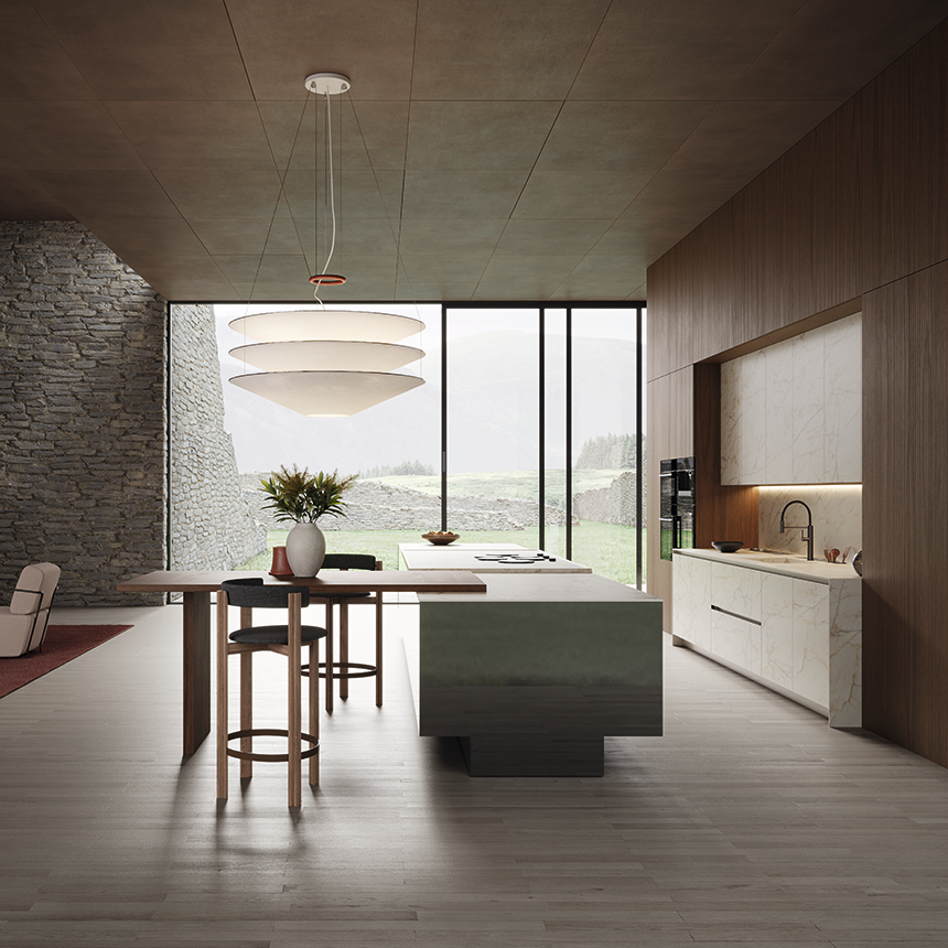 Cocina Elementi configurada con módulos del Sistema Snaidero