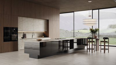 Elementi de Snaidero, cocina minimalista con materiales naturales