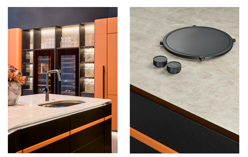 Cocina Zum Zeri con encimera de cuarcita natural y acabado Metal Rock
