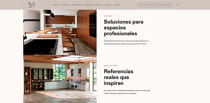 Nueva página web de Bc3 Cocinas con información de producto y proyectos